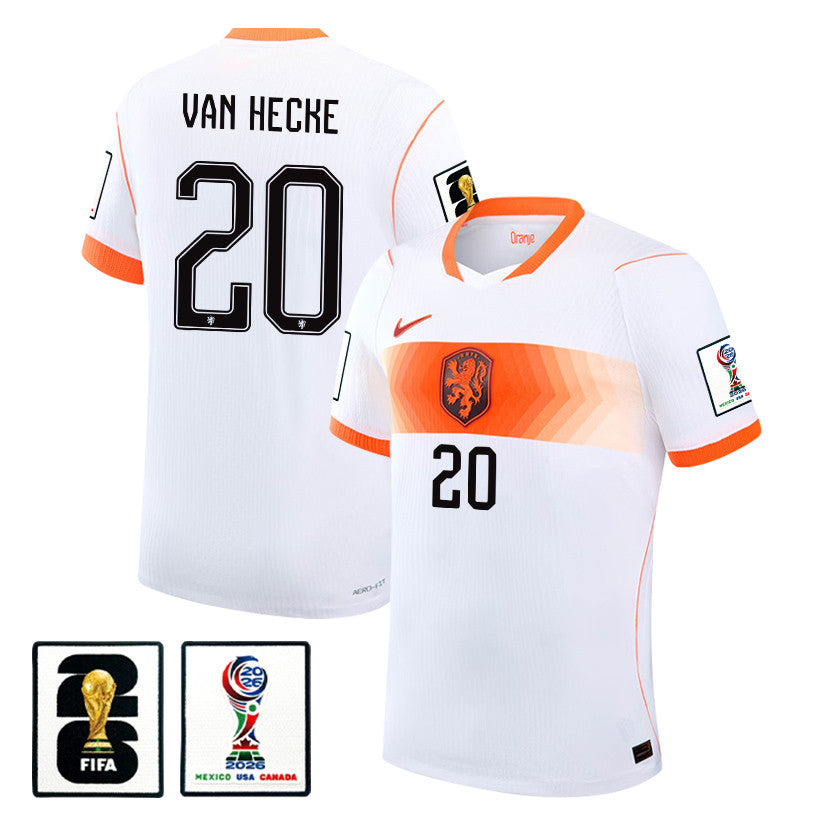 Jan Paul van Hecke 20 Netherlands National Team 2026 x World Cup Patch Away Jersey - White, Men