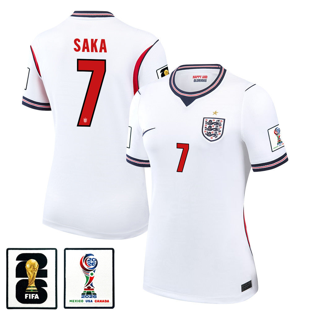 Bukayo Saka 7 Women's England National Team 2026 Home Jersey - White