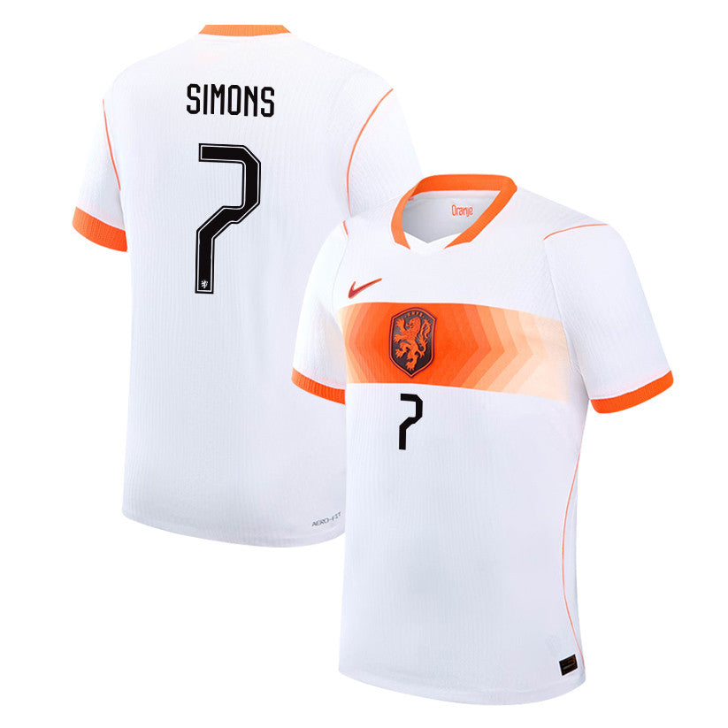 Xavi Simons 7 Netherlands National Team 2026 Away Jersey - White, Men