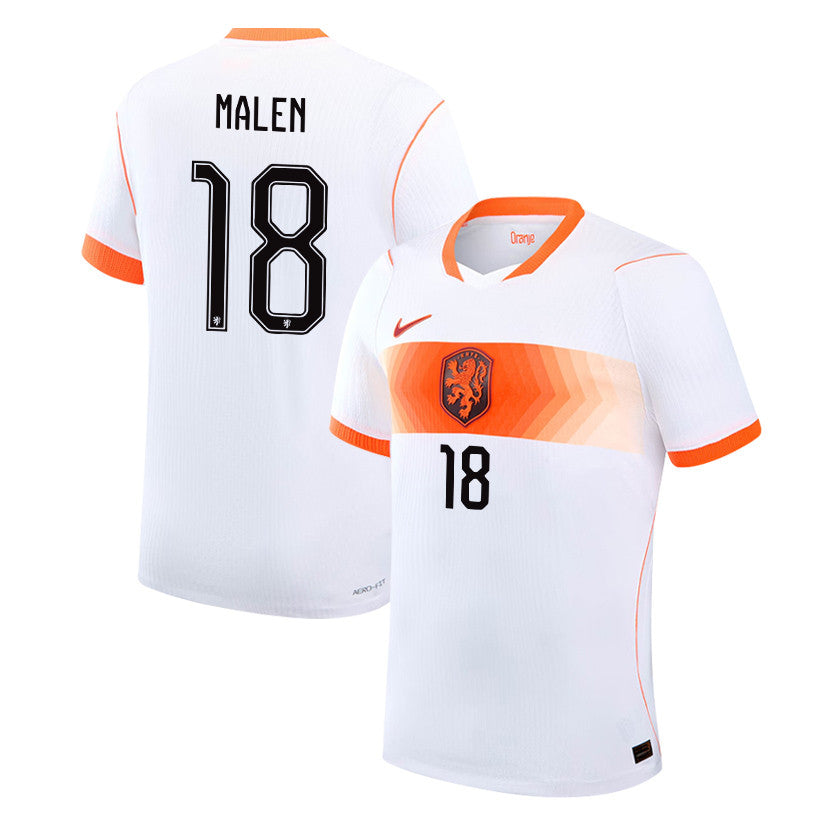 Donyell Malen 18 Netherlands National Team 2026 Away Jersey - White, Men