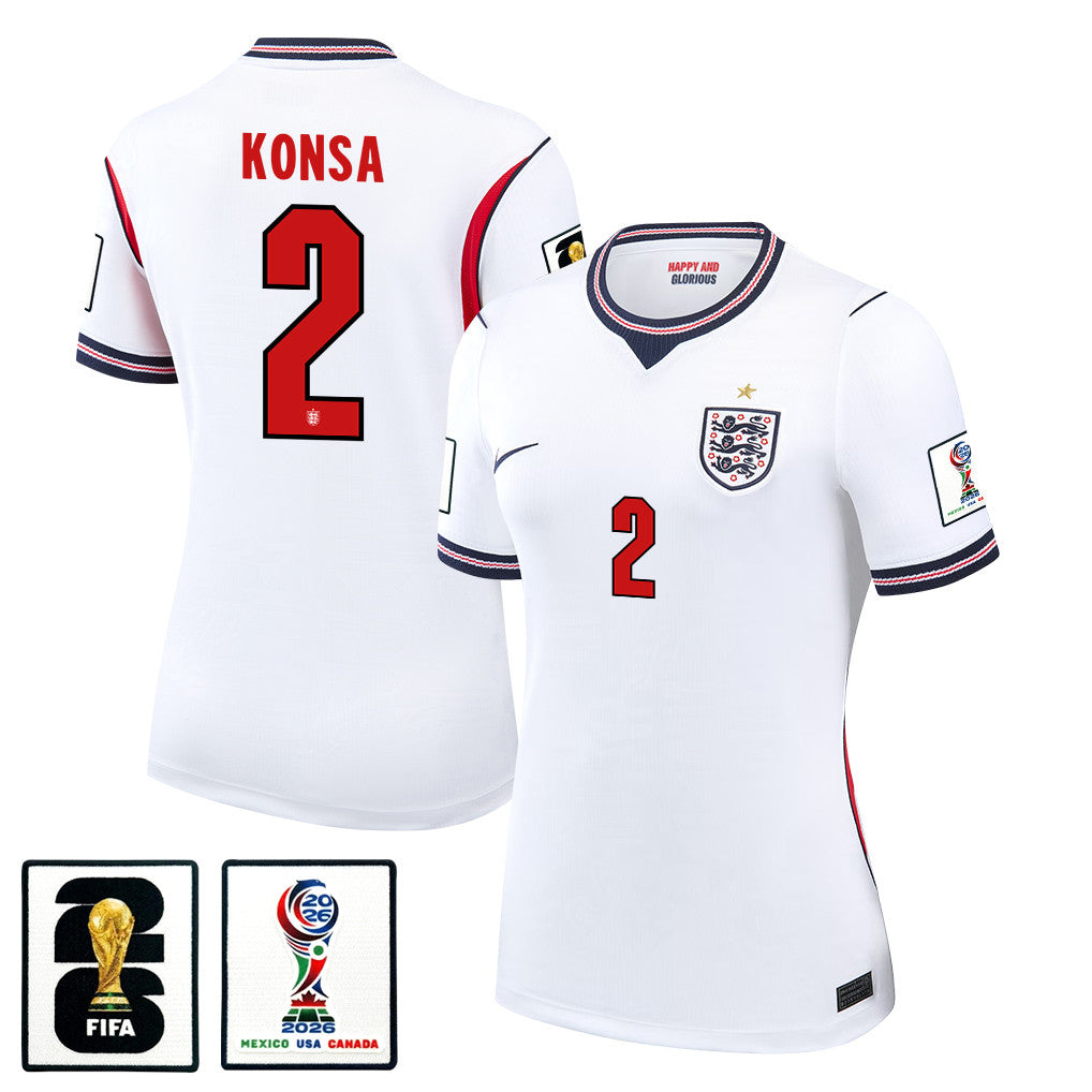 Ezri Konsa 2 Women's England National Team 2026 Home Jersey - White