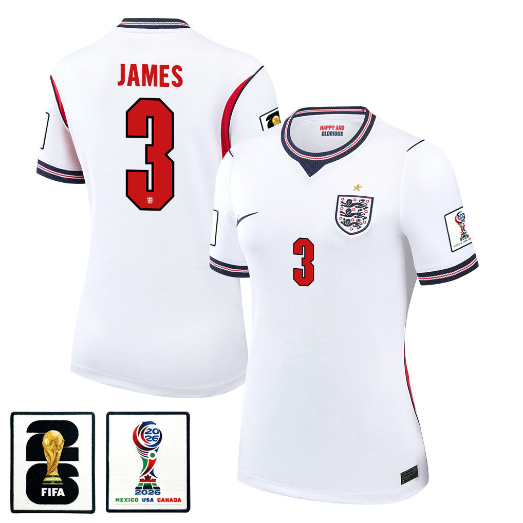 Reece James 3 Women's England National Team 2026 Home Jersey - White