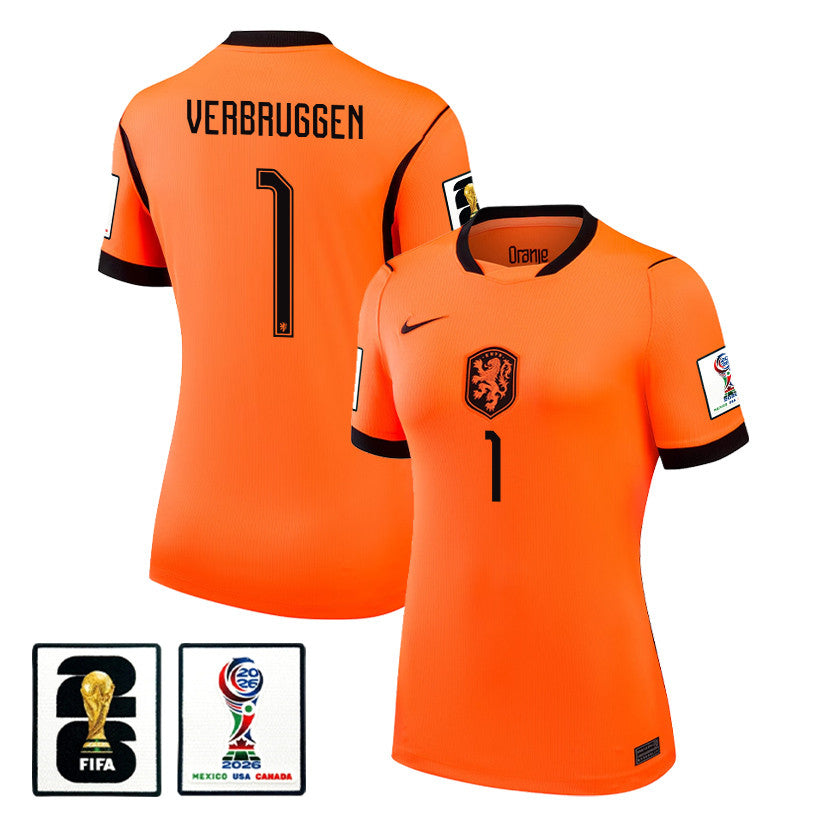 Bart Verbruggen 1 Women's Netherlands National Team 2026 Home Jersey - Orange