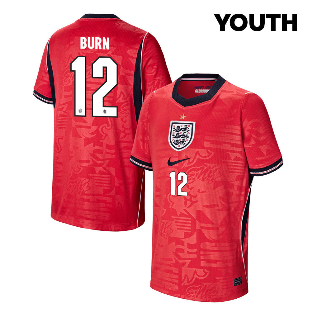 Dan Burn 12 Youth England National Team 2026 Away Jersey - Red
