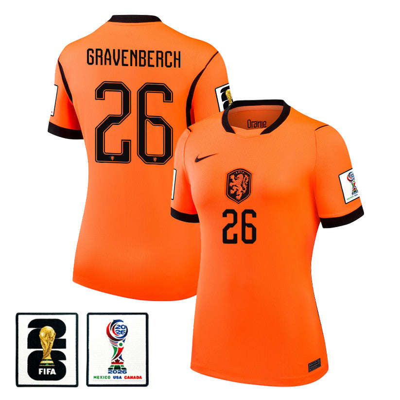 Ryan Gravenberch 26 Women's Netherlands National Team 2026 Home Jersey - Orange