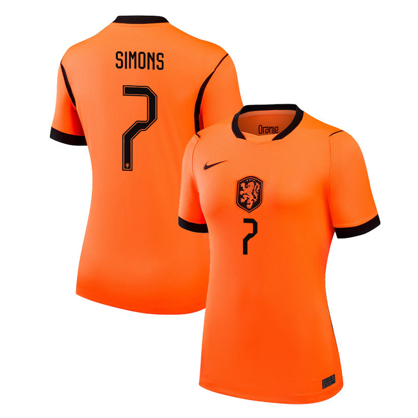Xavi Simons 7 Women's Netherlands National Team 2026 Home Jersey - Orange