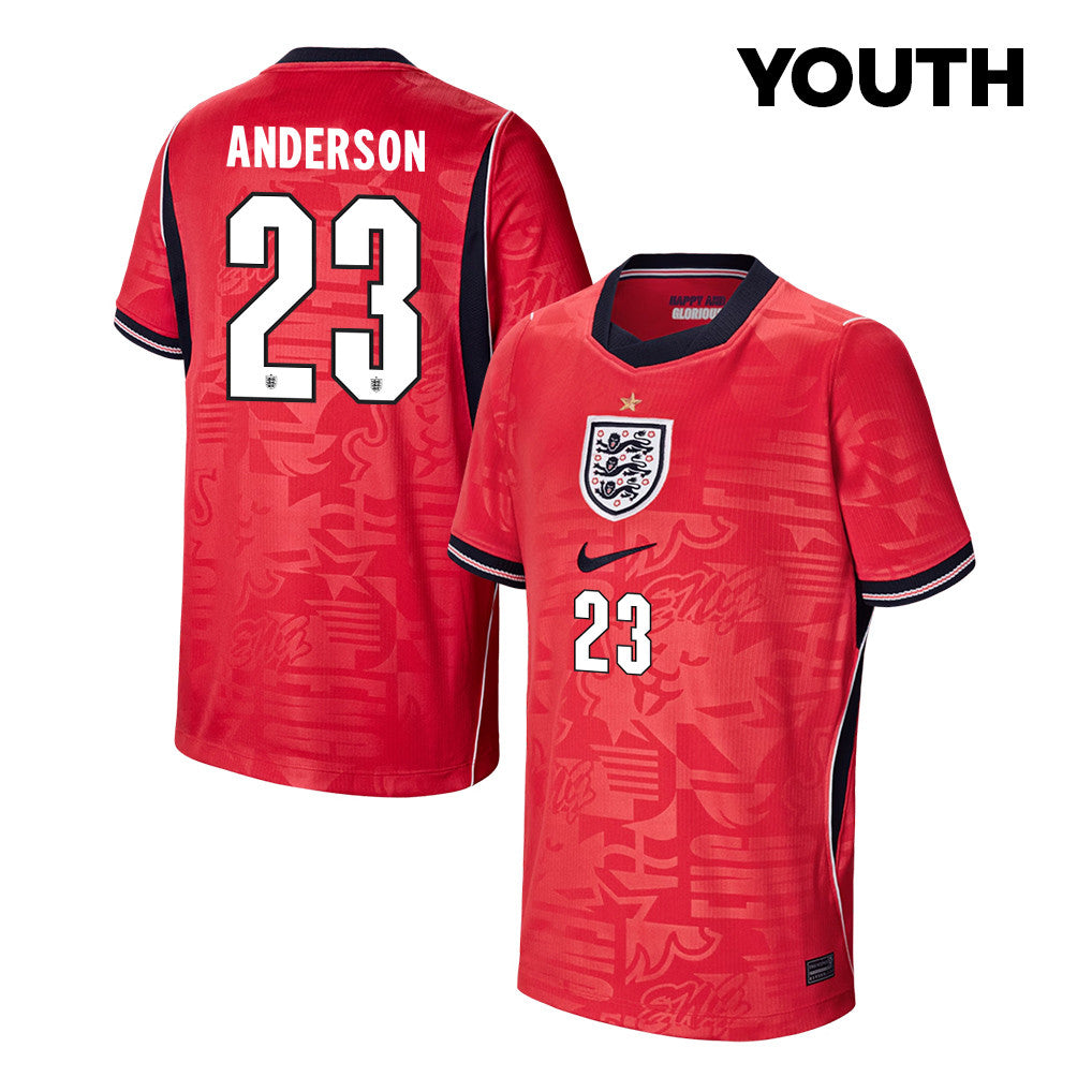 Elliot Anderson 23 Youth England National Team 2026 Away Jersey - Red