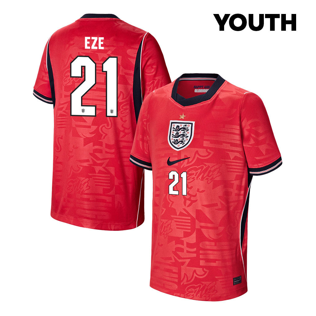 Eberechi Eze 21 Youth England National Team 2026 Away Jersey - Red