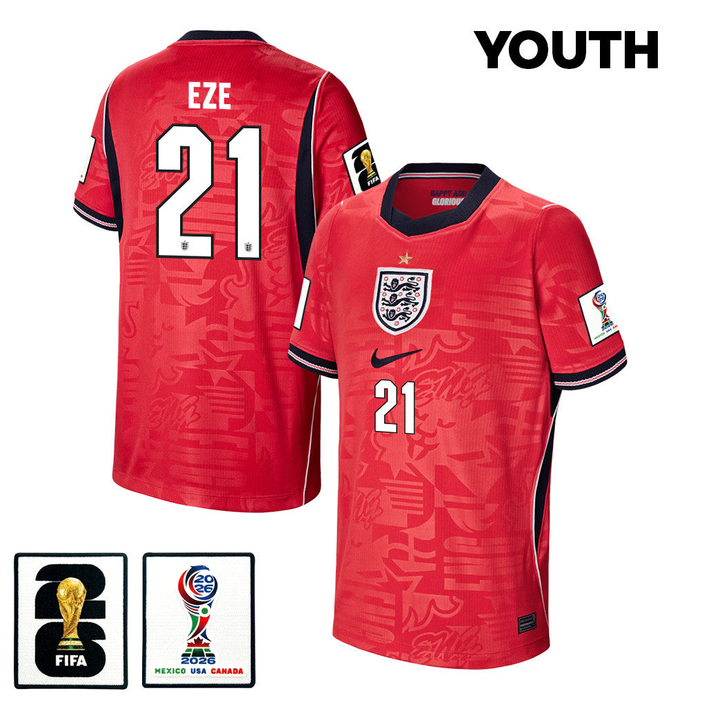 Eberechi Eze 21 Youth England National Team 2026 Away Jersey - Red