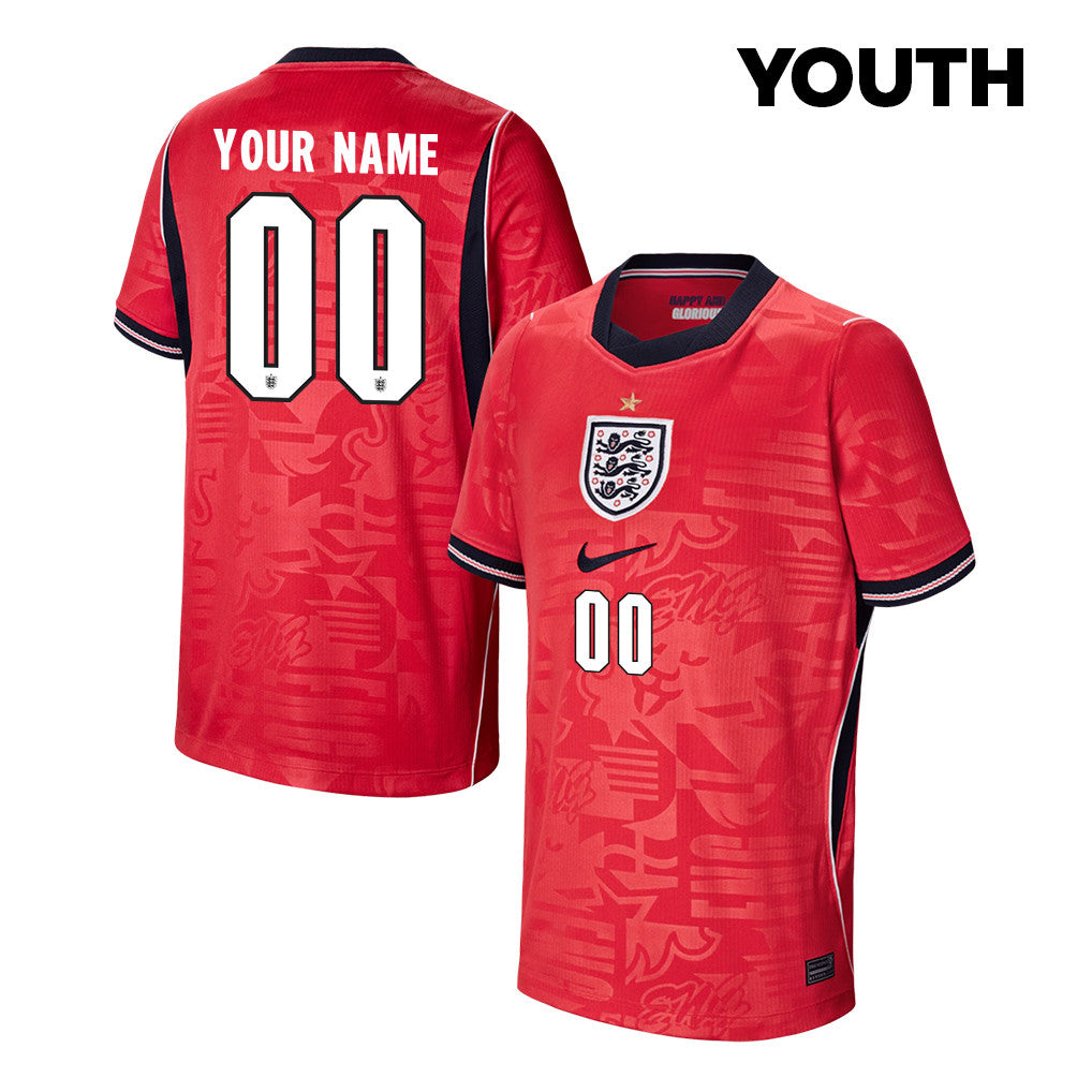 England National Team 2026 Youth Personalized Away Jersey - Red