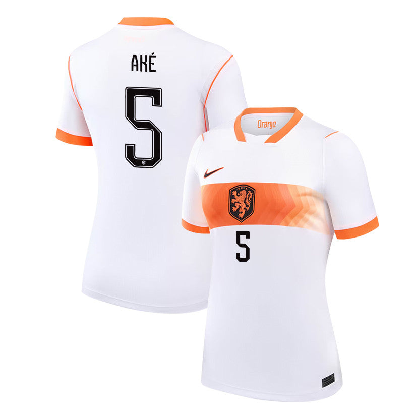 Nathan Aké 5 Women's Netherlands National Team 2026 Away Jersey - White