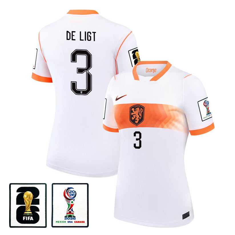 Matthijs de Ligt 3 Women's Netherlands National Team 2026 Away Jersey - White