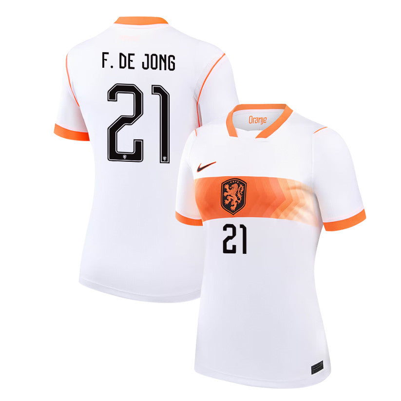 Frenkie de Jong 21 Women's Netherlands National Team 2026 Away Jersey - White