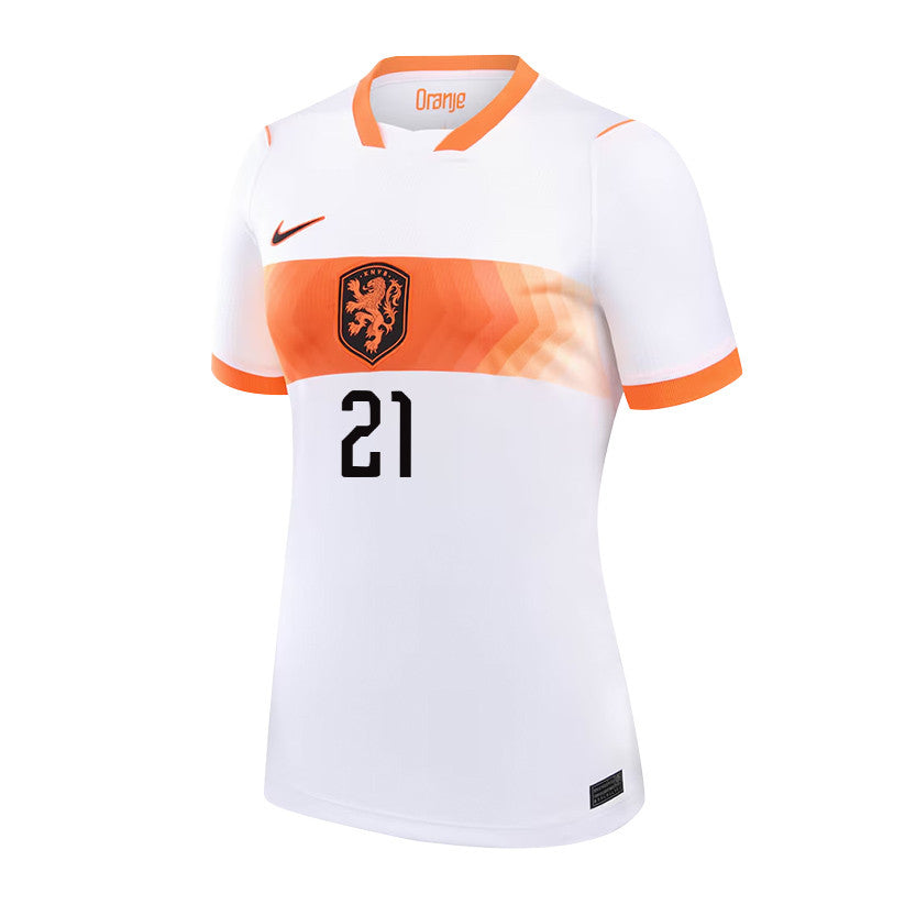 Frenkie de Jong 21 Women's Netherlands National Team 2026 Away Jersey - White