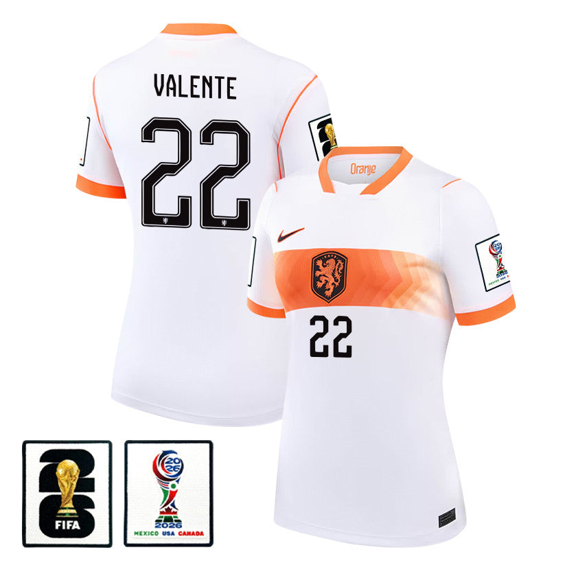 Luciano Valente 22 Women's Netherlands National Team 2026 Away Jersey - White