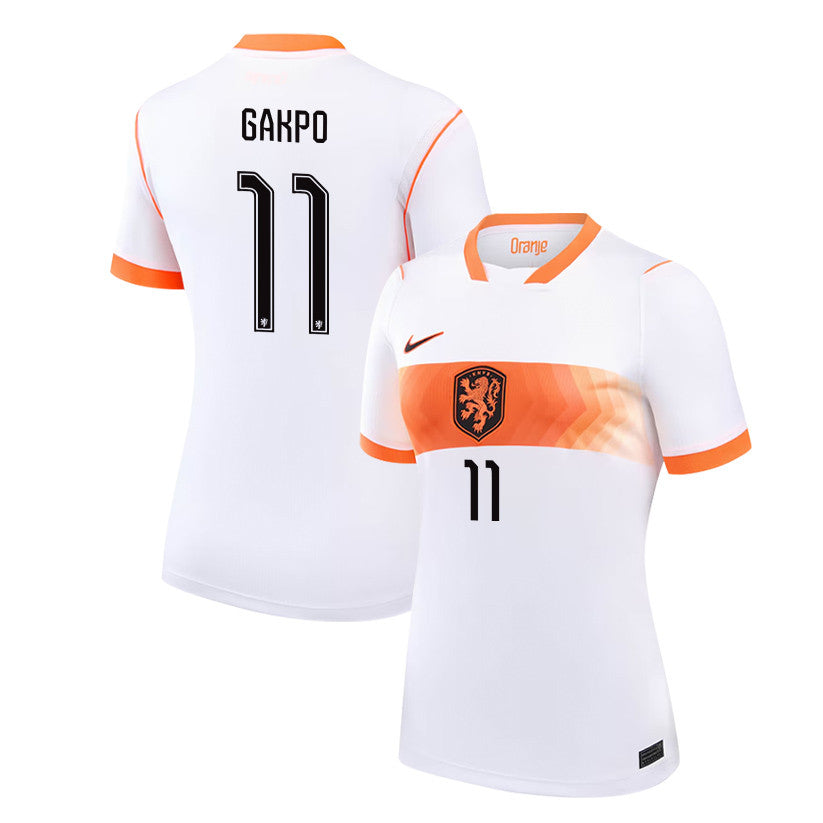Cody Gakpo 11 Women's Netherlands National Team 2026 Away Jersey - White