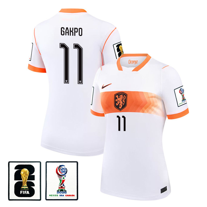 Cody Gakpo 11 Women's Netherlands National Team 2026 Away Jersey - White