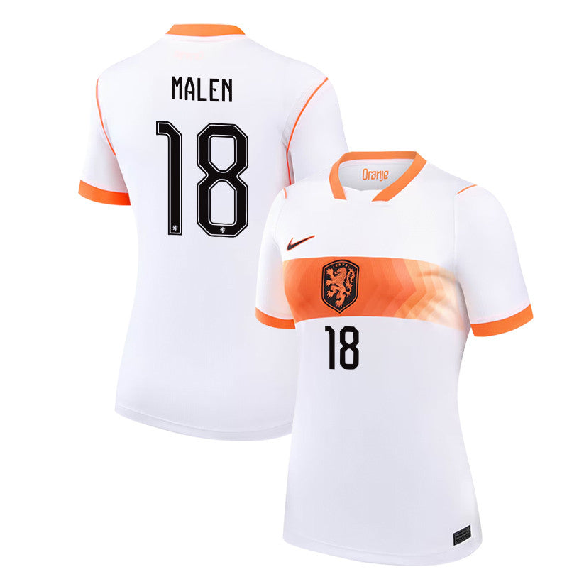 Donyell Malen 18 Women's Netherlands National Team 2026 Away Jersey - White