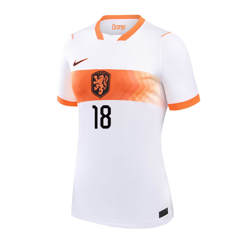 Donyell Malen 18 Women's Netherlands National Team 2026 Away Jersey - White