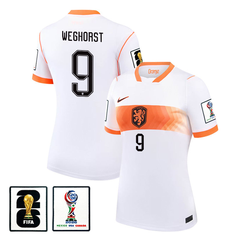 Wout Weghorst 9 Women's Netherlands National Team 2026 Away Jersey - White