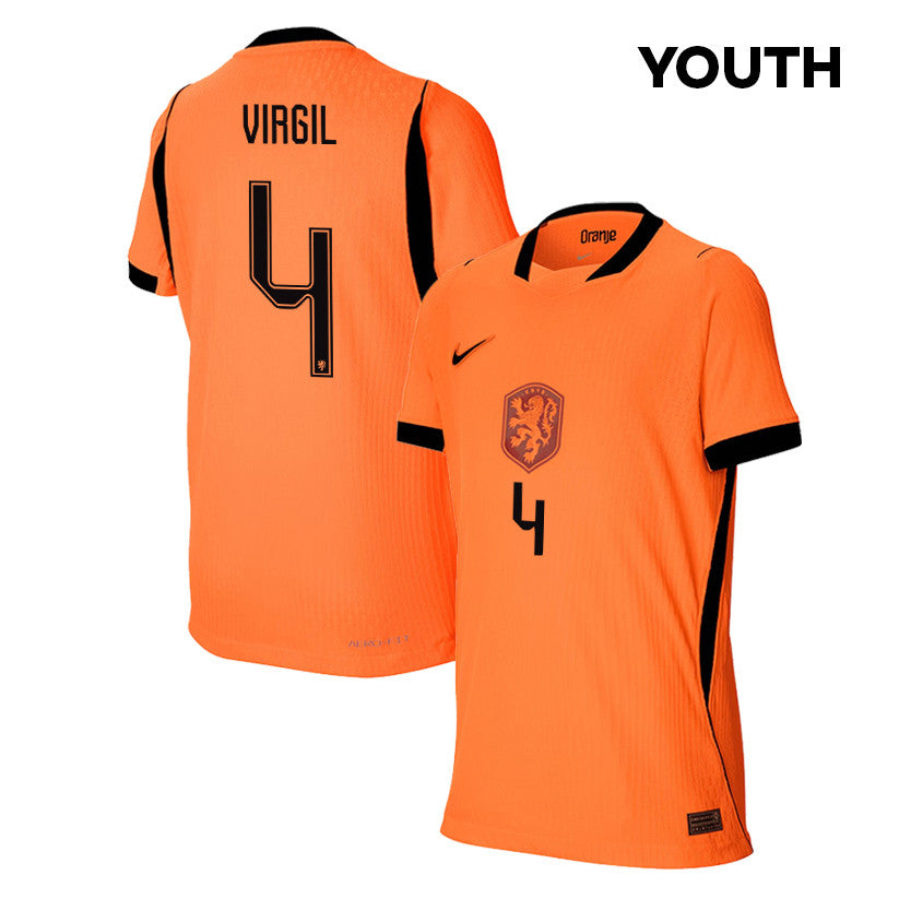 Virgil van Dijk 4 Youth Netherlands National Team 2026 Home Jersey - Orange