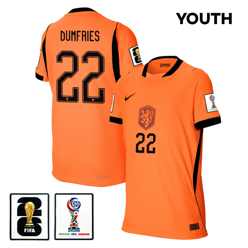 Denzel Dumfries 22 Youth Netherlands National Team 2026 Home Jersey - Orange