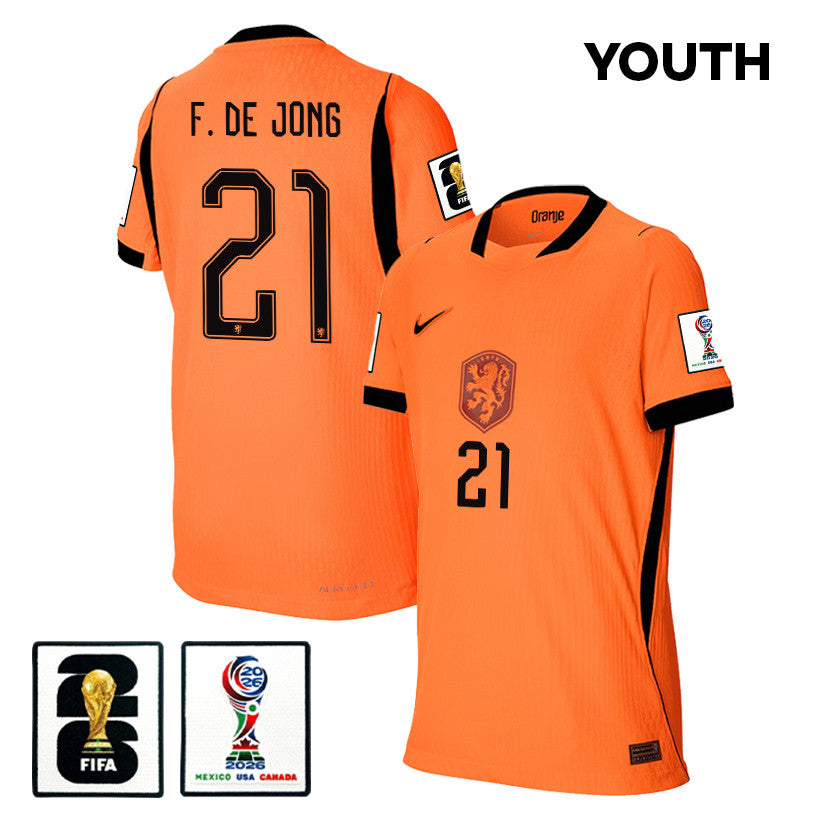 Frenkie de Jong 21 Youth Netherlands National Team 2026 Home Jersey - Orange