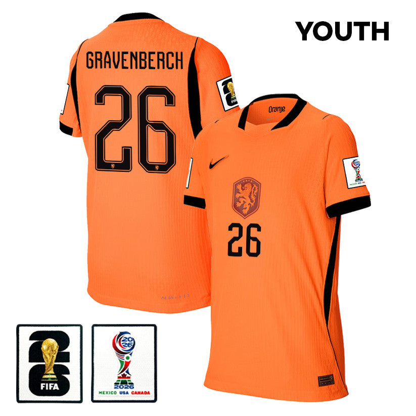 Ryan Gravenberch 26 Youth Netherlands National Team 2026 Home Jersey - Orange
