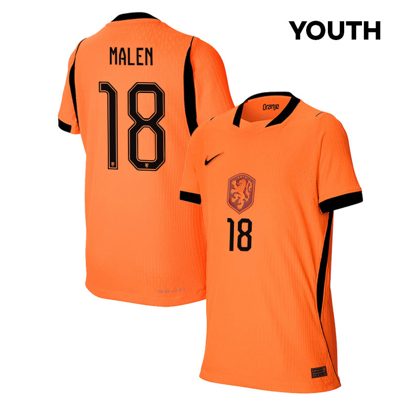 Donyell Malen 18 Youth Netherlands National Team 2026 Home Jersey - Orange