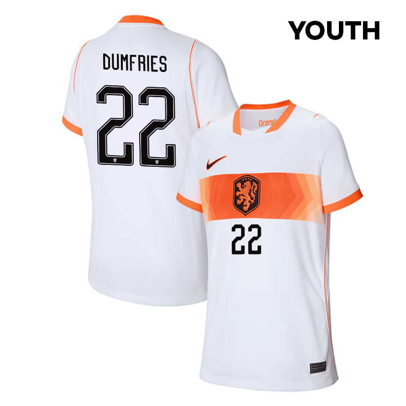 Denzel Dumfries 22 Youth Netherlands National Team 2026 Away Jersey - White