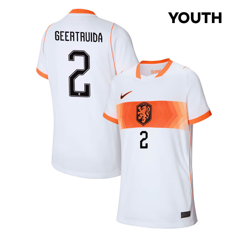 Lutsharel Geertruida 2 Youth Netherlands National Team 2026 Away Jersey - White