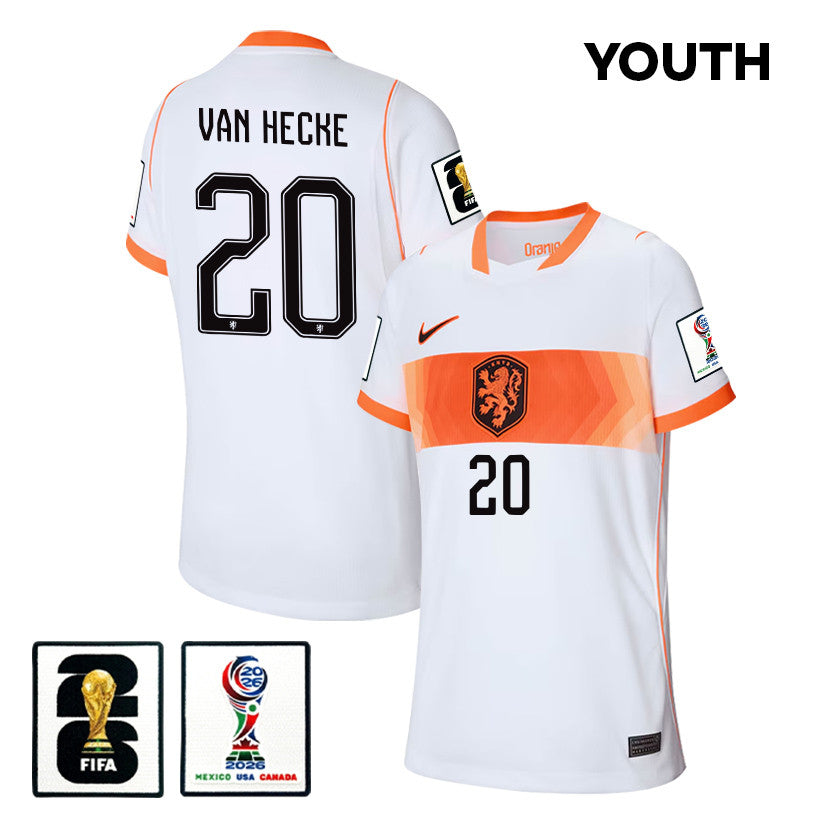 Jan Paul van Hecke 20 Youth Netherlands National Team 2026 Away Jersey - White