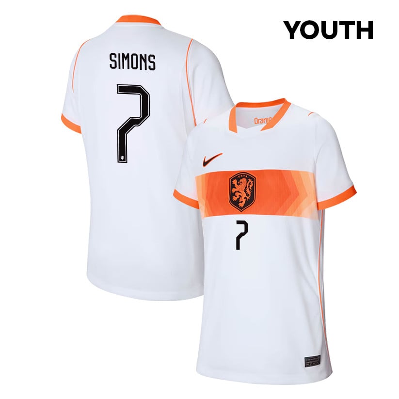 Xavi Simons 7 Youth Netherlands National Team 2026 Away Jersey - White