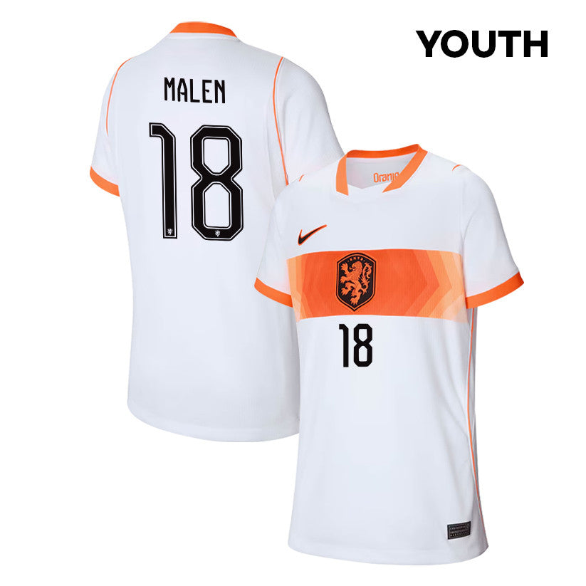 Donyell Malen 18 Youth Netherlands National Team 2026 Away Jersey - White