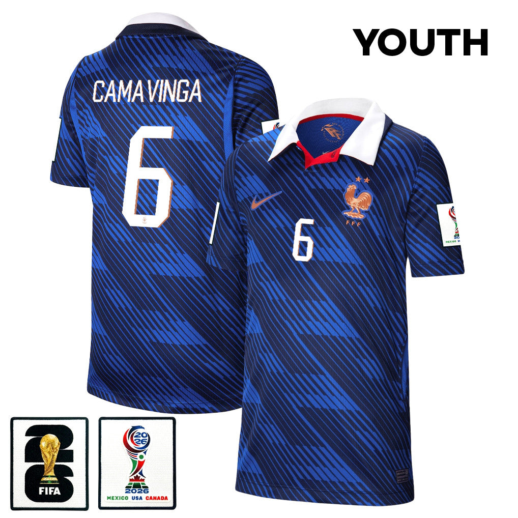Eduardo Camavinga 6 Youth France National Team 2026 Home Jersey - Blue