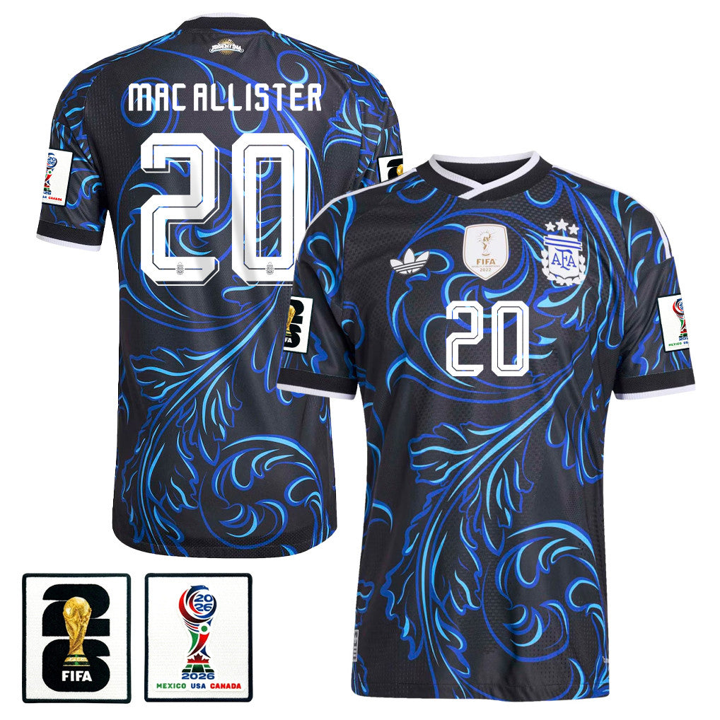 Alexis Mac Allister 20 Argentina National Team 2026 x World Cup Patch Away Jersey - Black, Men