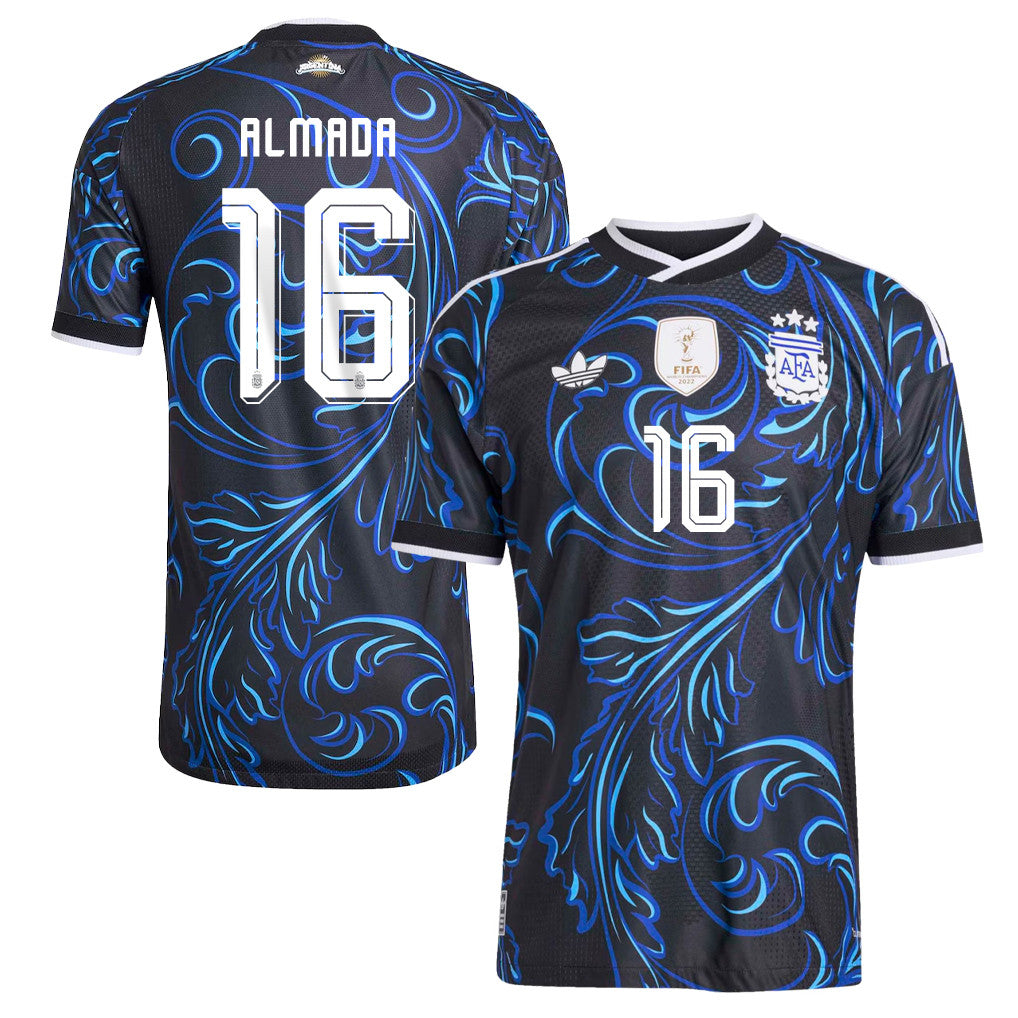 Thiago Almada 16 Argentina National Team 2026 Away Jersey - Black, Men