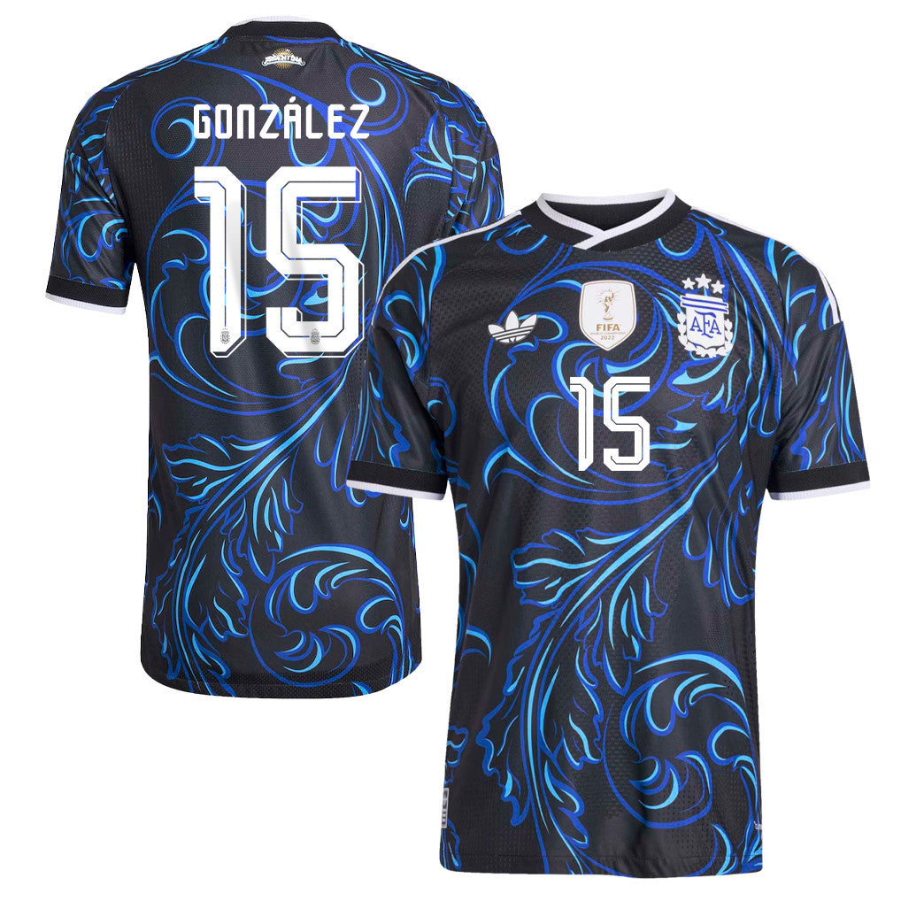 Nicolás González 15 Argentina National Team 2026 Away Jersey - Black, Men
