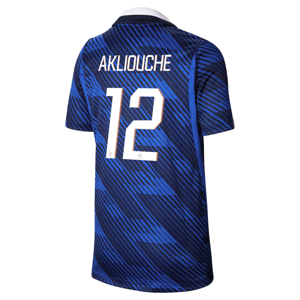 Maghnes Akliouche 12 Youth France National Team 2026 Home Jersey - Blue