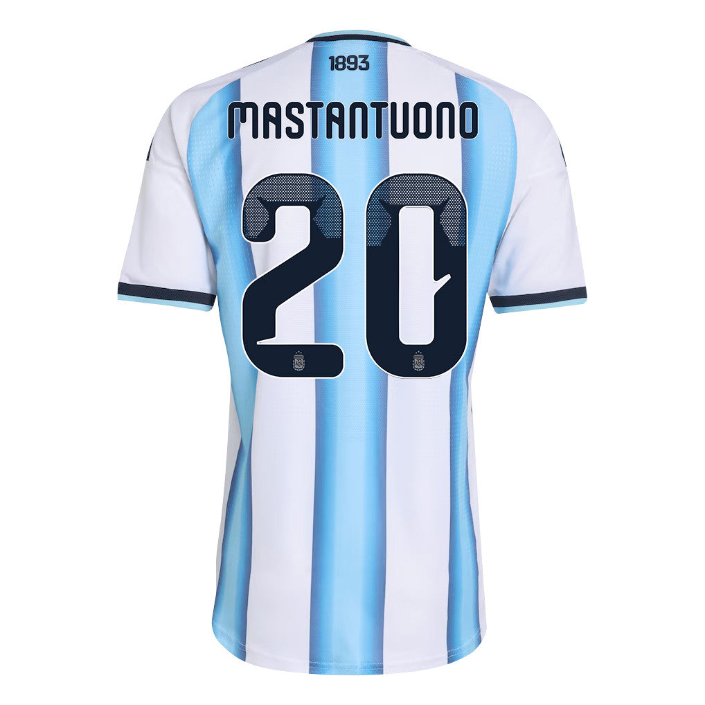 Franco Mastantuono 20 Argentina National Team 2026 x World Cup Patch Home Jersey - White, Men