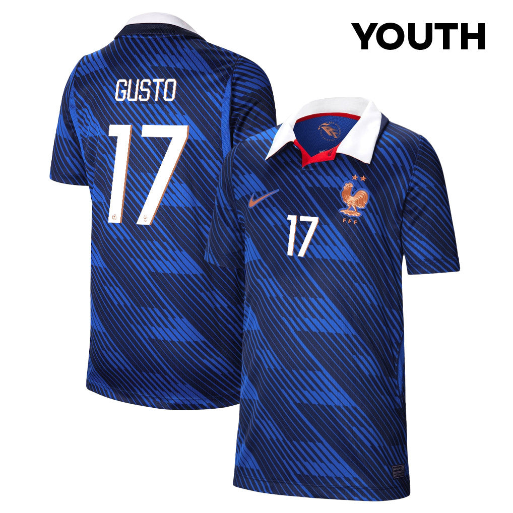 Malo Gusto 17 Youth France National Team 2026 Home Jersey - Blue