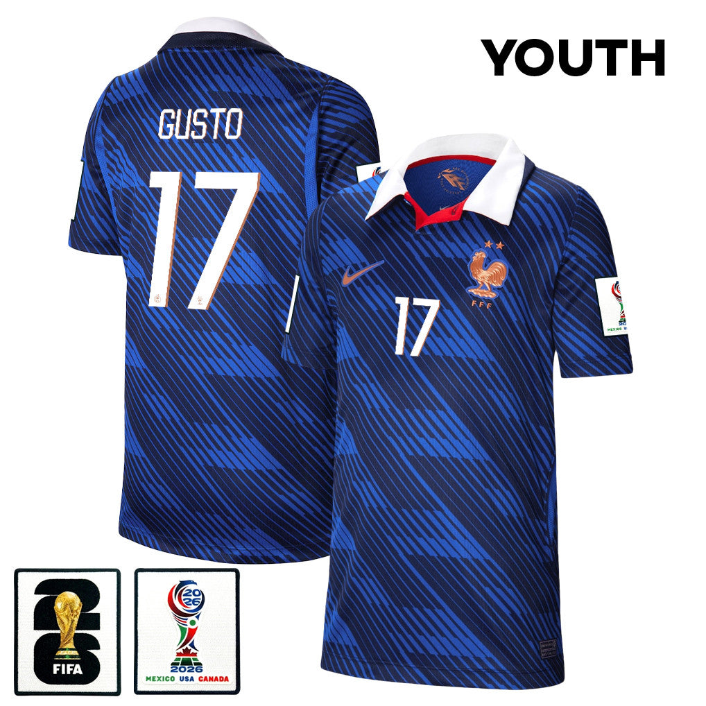 Malo Gusto 17 Youth France National Team 2026 Home Jersey - Blue