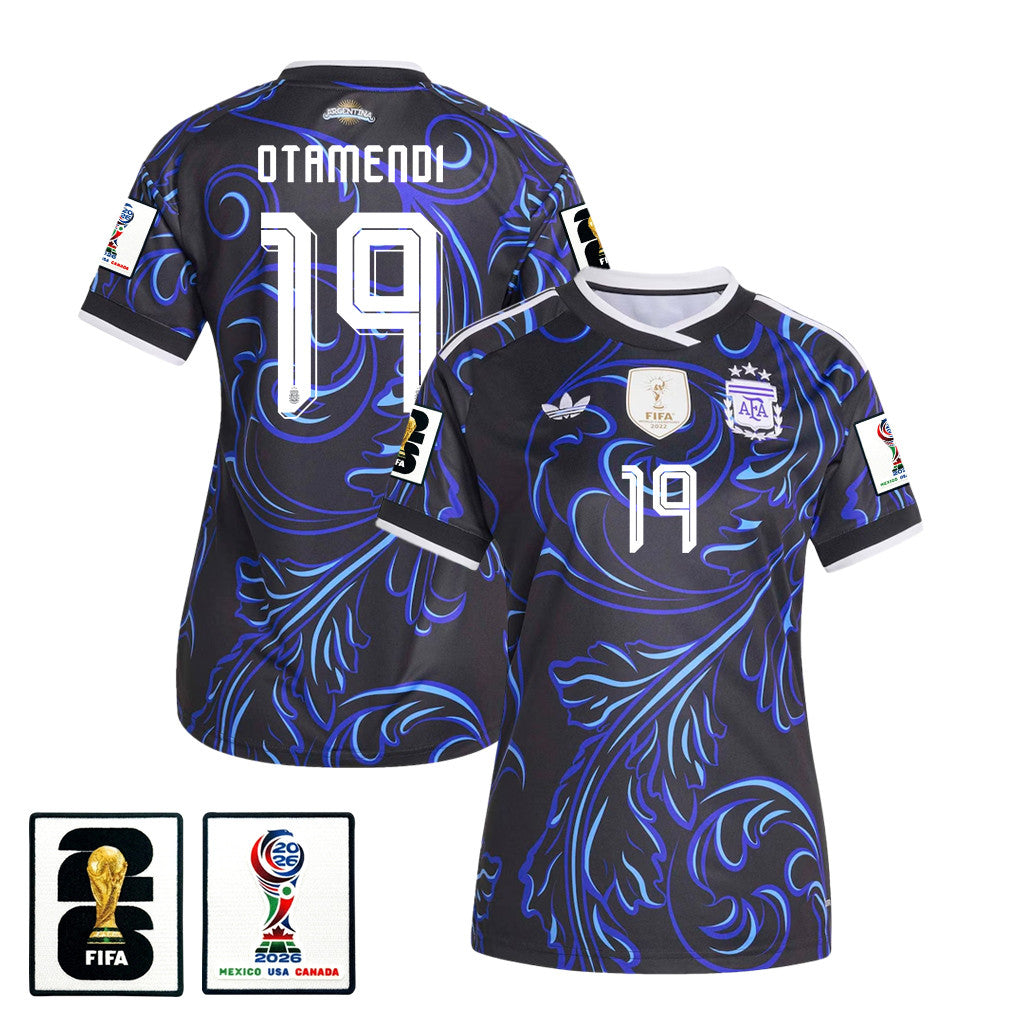 Nicolás Otamendi 19 Women's Argentina National Team 2026 Away Jersey - Black