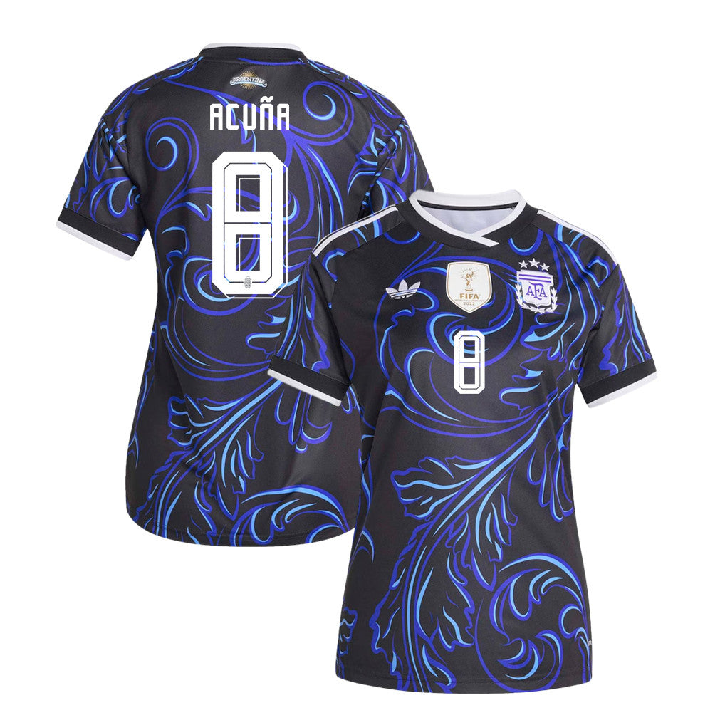 Marcos Acuña 8 Women's Argentina National Team 2026 Away Jersey - Black