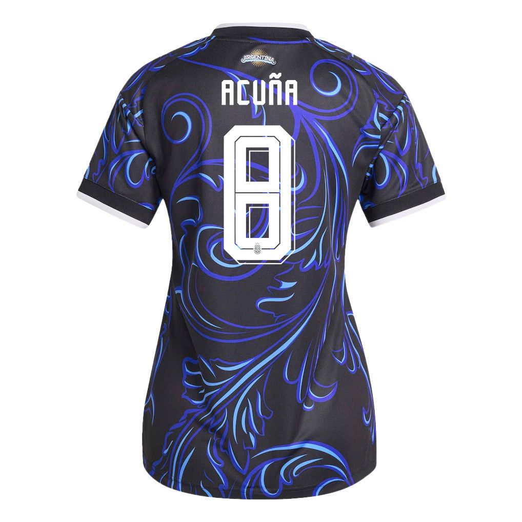 Marcos Acuña 8 Women's Argentina National Team 2026 Away Jersey - Black
