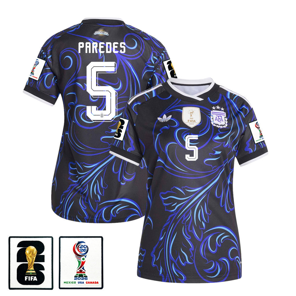 Leandro Paredes 5 Women's Argentina National Team 2026 Away Jersey - Black