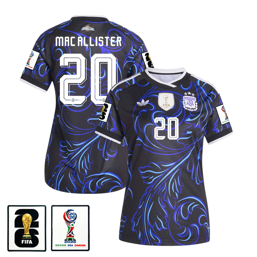 Alexis Mac Allister 20 Women's Argentina National Team 2026 Away Jersey - Black
