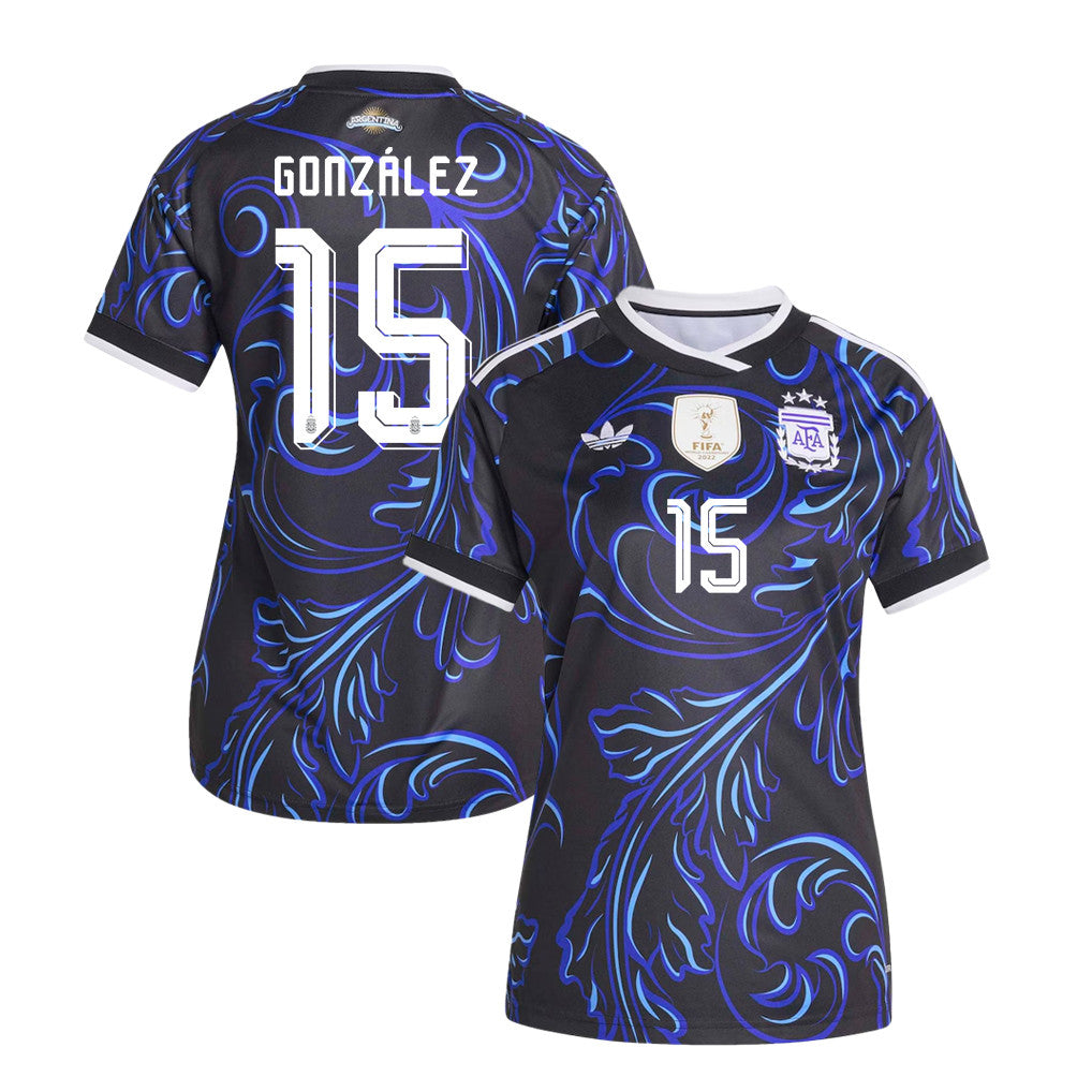 Nicolás González 15 Women's Argentina National Team 2026 Away Jersey - Black