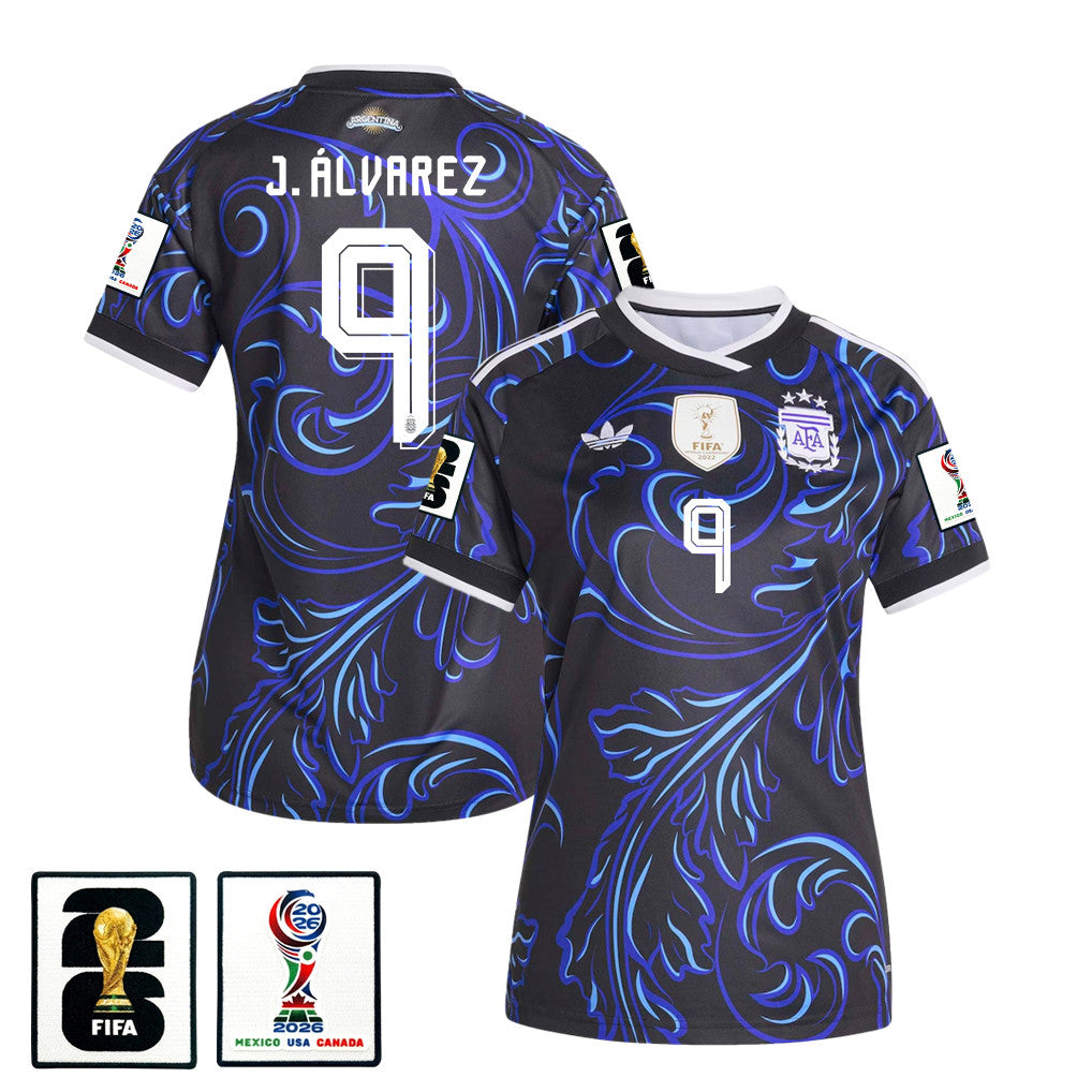 Julián Álvarez 9 Women's Argentina National Team 2026 Away Jersey - Black