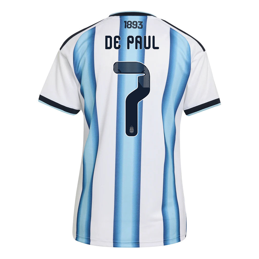 Rodrigo De Paul 7 Women's Argentina National Team 2026 Home Jersey - White